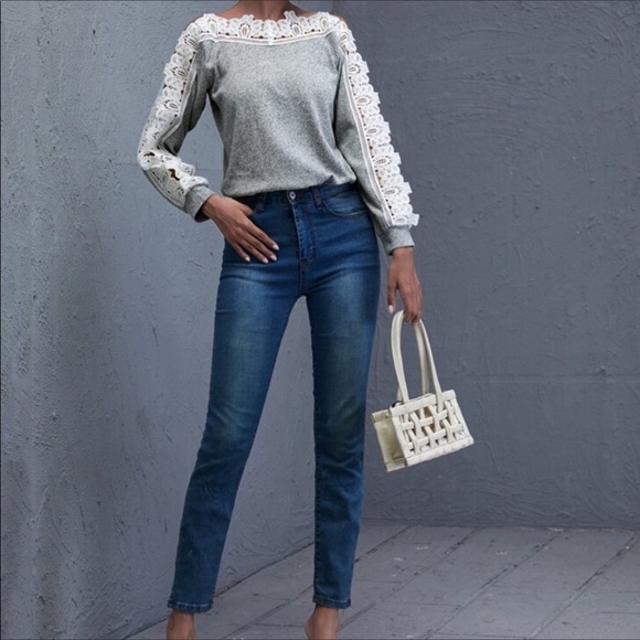 FINAL MARK-DOWN “HELLO FALL TOP GREY/WHITE LACE LS - Picture 5 of 5